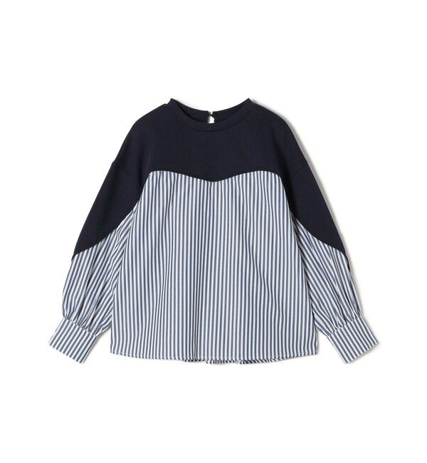 SHIPS for women「【WEB限定】 〈手洗い可能〉ダンボール 布帛 コンビ プルオーバー」|Tシャツ・カットソー|