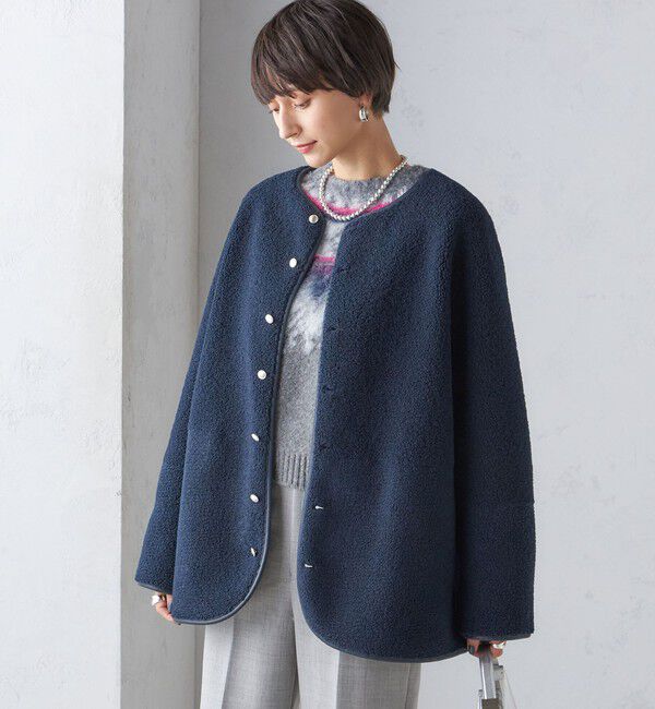 SHIPS for women「〈手洗い可能〉リバーシブル ボア &times; フリース ブルゾン」|ブルゾン・スタジャン|