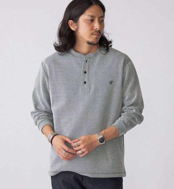 SHIPS「【WEB限定】SHIPS:〈抗菌・防臭〉ワンポイントロゴ バーズアイ ヘンリーネック 長袖 Tシャツ」|Tシャツ・カットソー|