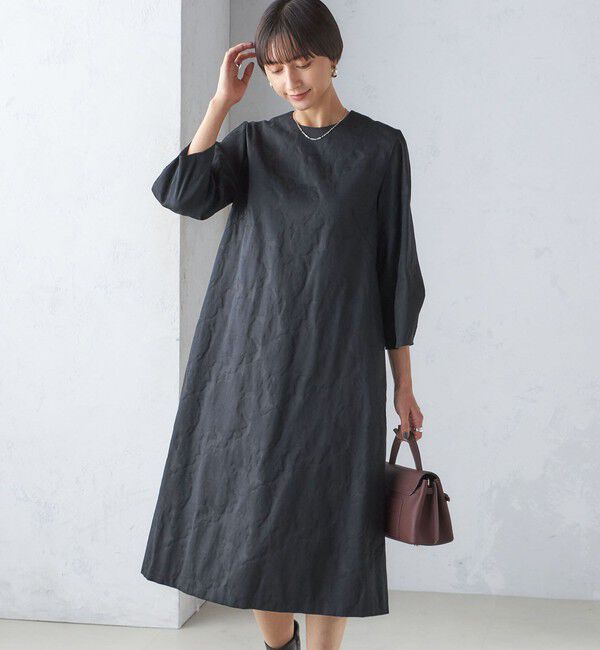 SHIPS for women「〈手洗い可能〉フラワー ジャカード フレア ワンピース」|ワンピース|