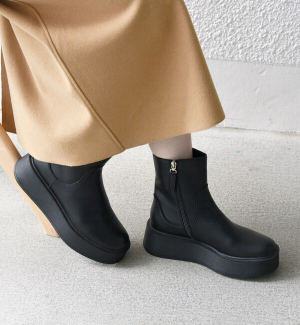 SHIPS any「VELETTO: プラットフォーム ショート ブーツ」|ショートブーツ|ブラック