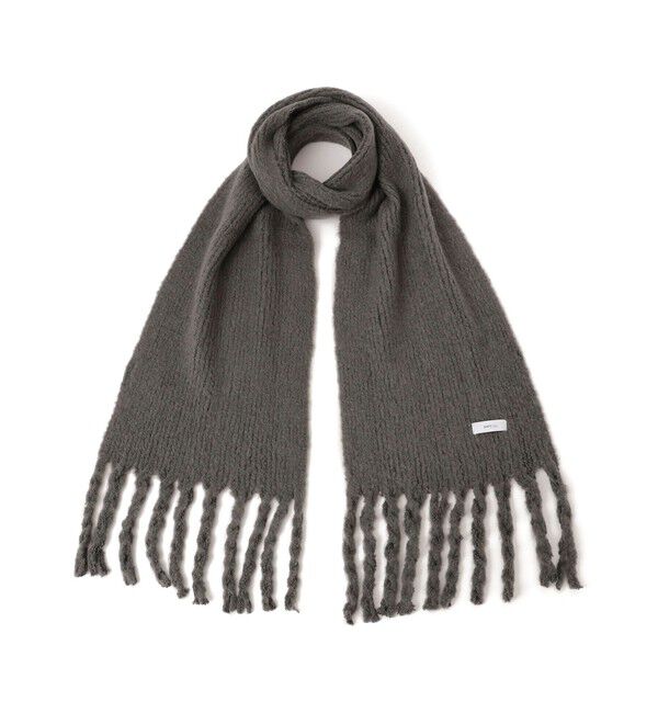 SHIPS any「SHIPS any:〈手洗い可能〉リブ ニット フリンジ マフラー」|マフラー|チャコールグレー