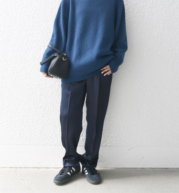 SHIPS any「SHIPS any:〈手洗い可能〉サテン リラックス タック テーパード パンツ」|その他|ネイビー