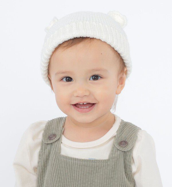 SHIPS KIDS「SHIPS KIDS:くま耳 ベビー ニット ワッチ」|その他ベビー用品|オフホワイト