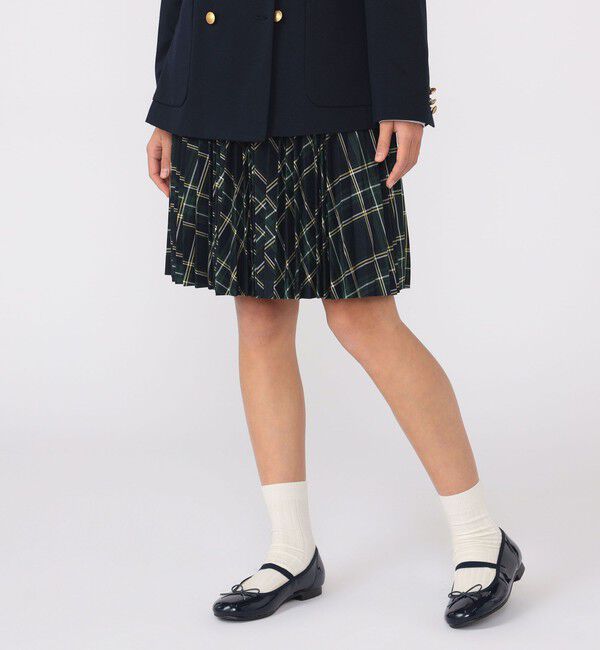 SHIPS KIDS「SHIPS KIDS:140～160cm / チェック プリーツ スカート」|フレア|ネイビー