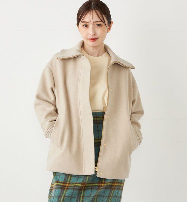 SHIPS Colors 「SHIPS Colors: 〈手洗い可能〉ジャージーメルトン ジップ アウター」|ブルゾン・スタジャン|ナチュラル