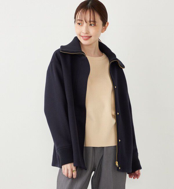 SHIPS Colors 「SHIPS Colors: 〈手洗い可能〉ジャージーメルトン ジップ アウター」|ブルゾン・スタジャン|ネイビー