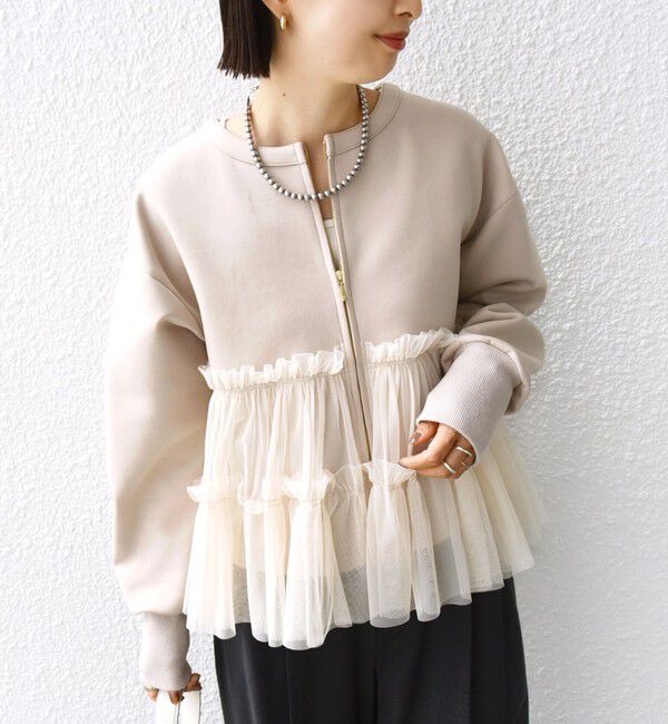 SHIPS for women「【WEB限定】 〈手洗い可能〉ダンボール &times; チュール ジップ 羽織」|その他|