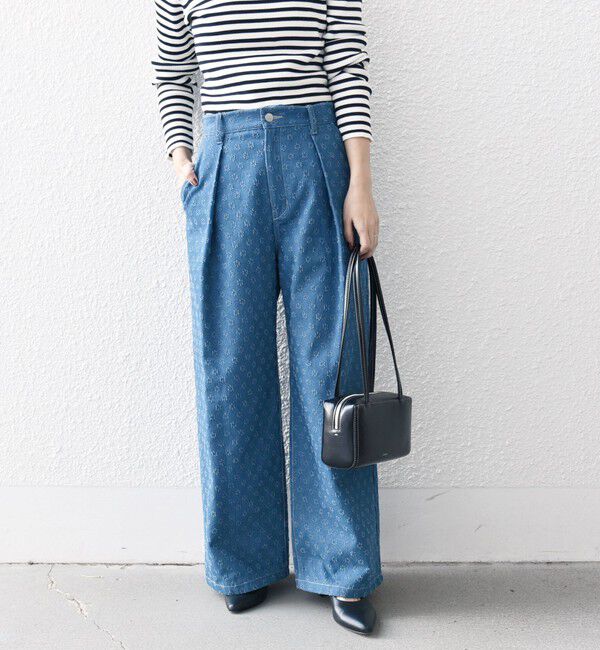 SHIPS any「bon_meur:〈洗濯機可能〉クラッシュ デニム ワイド パンツ」|デニム|ブルー