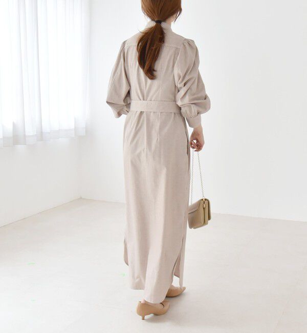 quaranciel「quaranciel:〈洗濯機可能〉シャンブレー パフ ロング シャツ ワンピース」|ワンピース|