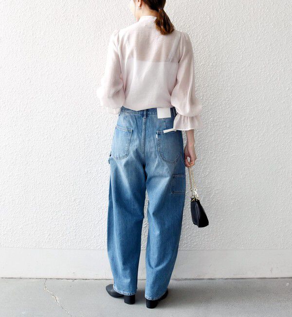 SHIPS any「《予約》SHIPS any:〈手洗い可能〉シアー フリル バンドカラー シャツ ブラウス」|シャツ・ブラウス|