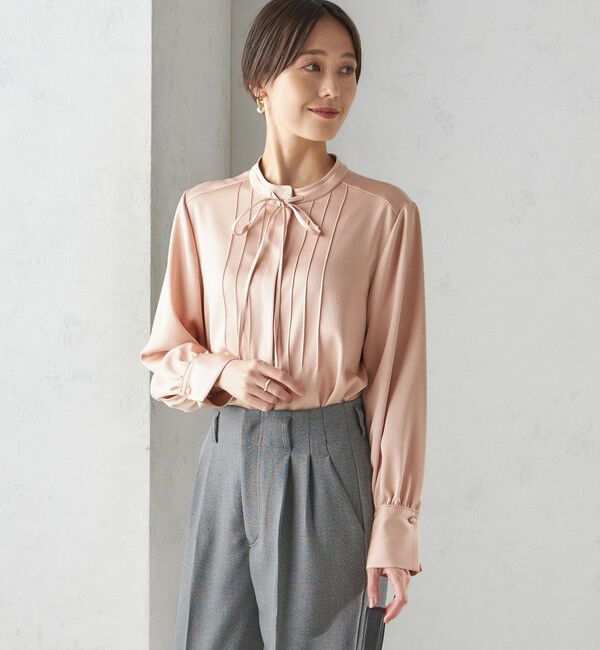 SHIPS for women「〈手洗い可能〉ハンマー サテン ピンタック ブラウス」|シャツ・ブラウス|
