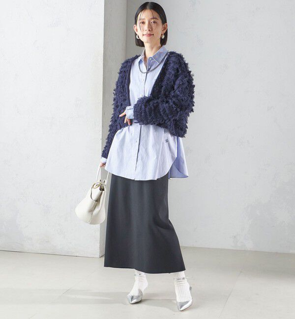 SHIPS for women「〈手洗い可能〉ギマ フリンジ ショート カーディガン」|カーディガン|