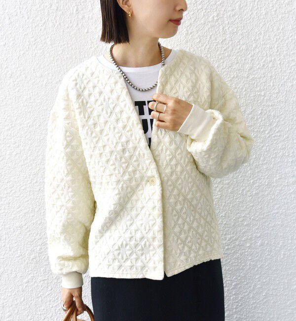SHIPS for women「【WEB限定】〈手洗い可能〉キルティング ジャカード カーディガン」|カーディガン|