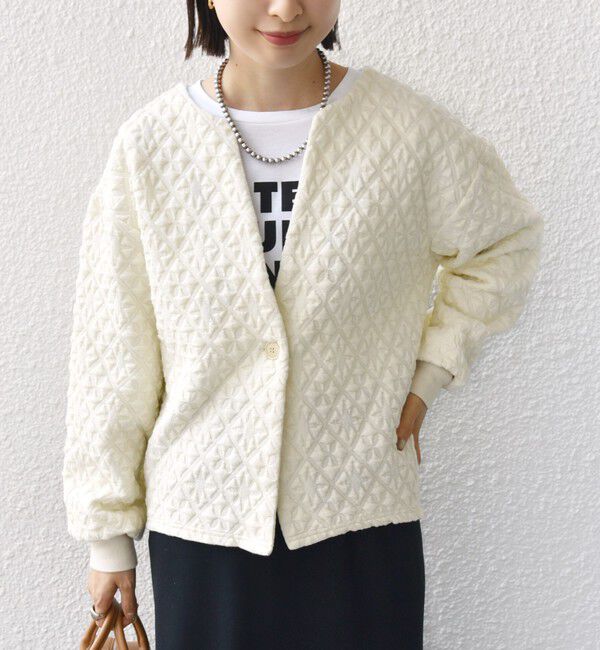SHIPS for women「【WEB限定】〈手洗い可能〉キルティング ジャカード カーディガン」|カーディガン|