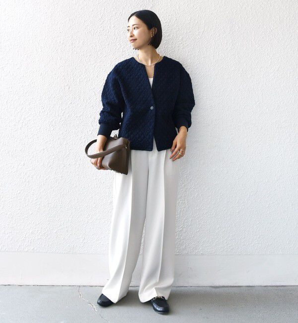 SHIPS for women「【WEB限定】〈手洗い可能〉キルティング ジャカード カーディガン」|カーディガン|