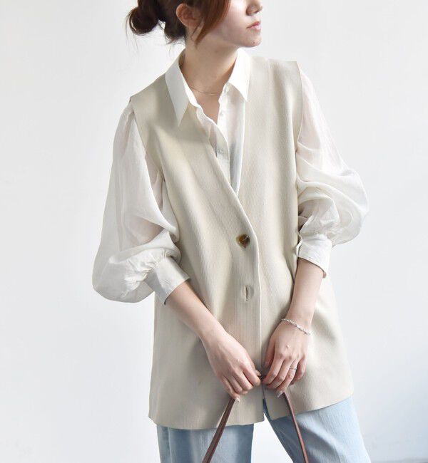 quaranciel「quaranciel:〈手洗い可能〉Vカラー ニット ジレ」|ベスト・ジレ|