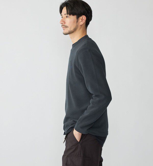 SHIPS「【WEB限定】SHIPS: ワンポイント ロゴ リップル モックネック ロングスリーブ Tシャツ」|Tシャツ・カットソー|