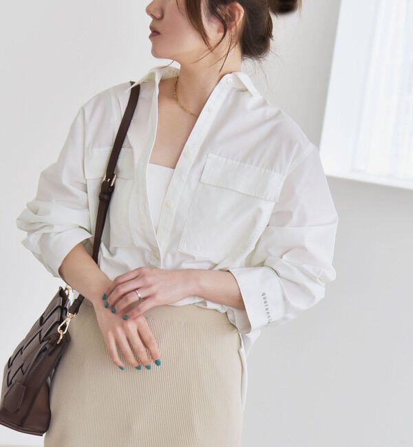 quaranciel「quaranciel:〈洗濯機可能〉REPREVE スキッパー ポケット チュニック シャツ」|シャツ・ブラウス|ホワイト