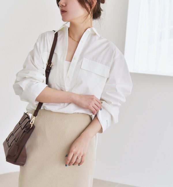 quaranciel「quaranciel:〈洗濯機可能〉REPREVE スキッパー ポケット チュニック シャツ」|シャツ・ブラウス|