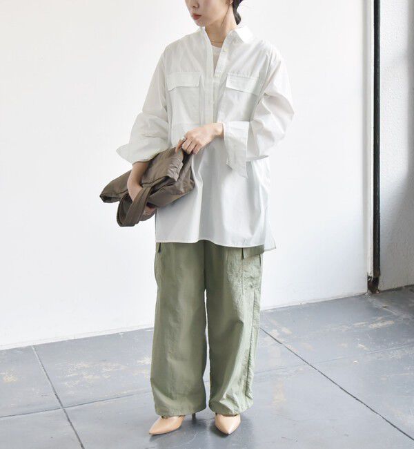 quaranciel「quaranciel:〈洗濯機可能〉REPREVE スキッパー ポケット チュニック シャツ」|シャツ・ブラウス|