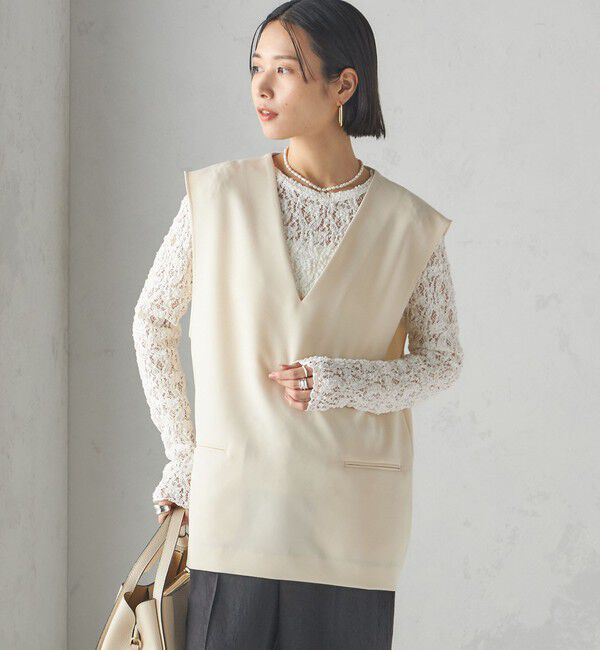 SHIPS for women「〈手洗い可能〉ラッセル レース クルーネック カットソー」|Tシャツ・カットソー|