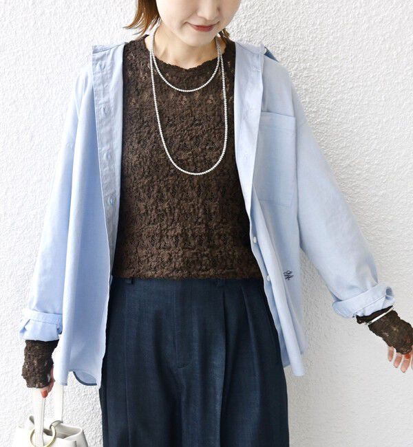 SHIPS for women「〈手洗い可能〉ラッセル レース クルーネック カットソー」|Tシャツ・カットソー|