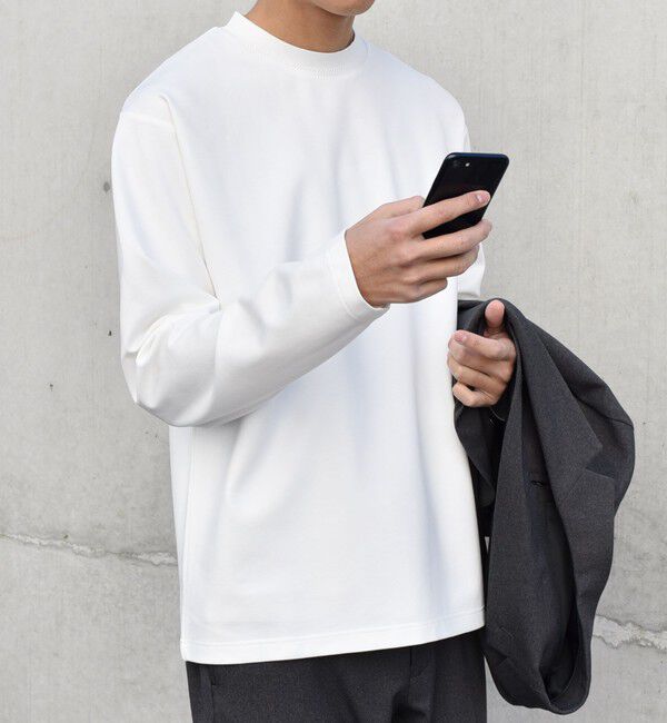 SHIPS any「SHIPS any: デザイン リブ ハイゲージ ポンチ クルーネック Tシャツ (ロンT)◆」|Tシャツ・カットソー|ホワイト