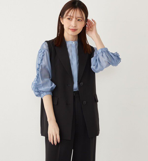 SHIPS Colors 「SHIPS Colors:〈手洗い可能〉ブライト シアー ローン フリルスリーブ シャツ◇」|シャツ・ブラウス|