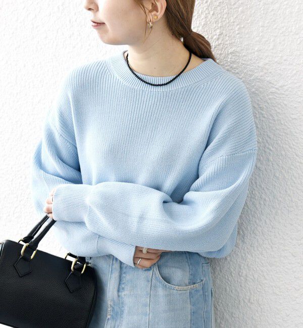 SHIPS any「SHIPS any:〈手洗い可能〉アゼ コンパクト クルーネック ニット プルオーバー」|ニット・セーター|