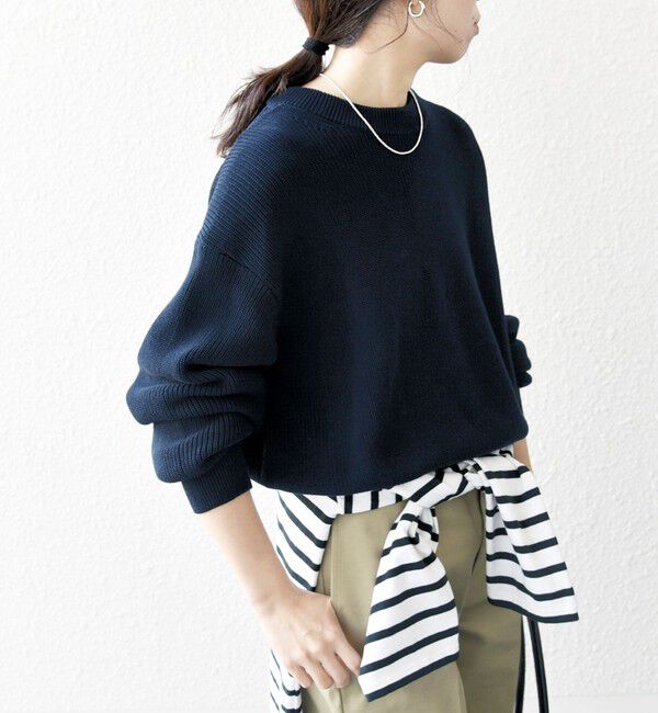 SHIPS any「SHIPS any:〈手洗い可能〉アゼ コンパクト クルーネック ニット プルオーバー」|ニット・セーター|