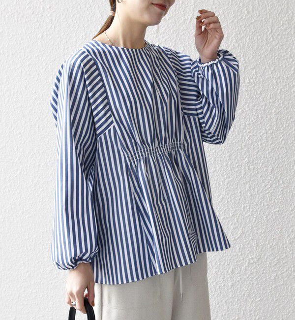 SHIPS any「《一部追加予約》SHIPS any:〈洗濯機可能〉REPREVE ギャザー パフシャツ ブラウス」|シャツ・ブラウス|