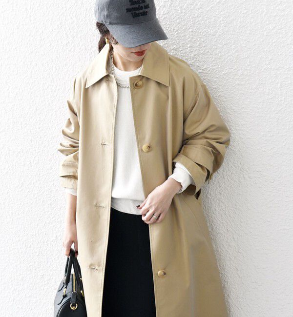 SHIPS any「SHIPS any:〈手洗い可能〉シャンブレー バルマカーン ロング コート」|トレンチコート|ベージュ