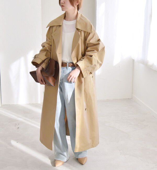 quaranciel「quaranciel:〈手洗い可能〉シャンブレー オーバー ステンカラー コート」|ステンカラーコート|ベージュ