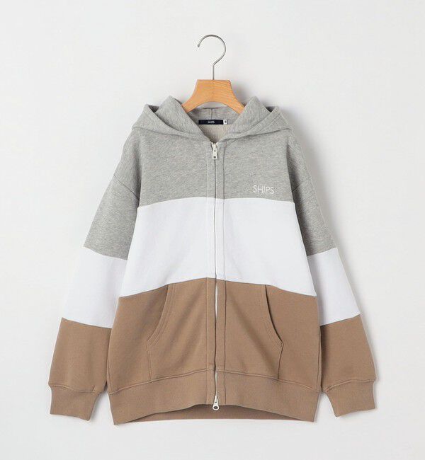 SHIPS KIDS「SHIPS KIDS:140～160cm / ロゴ フード ジップ パーカ」|パーカー|ベージュ