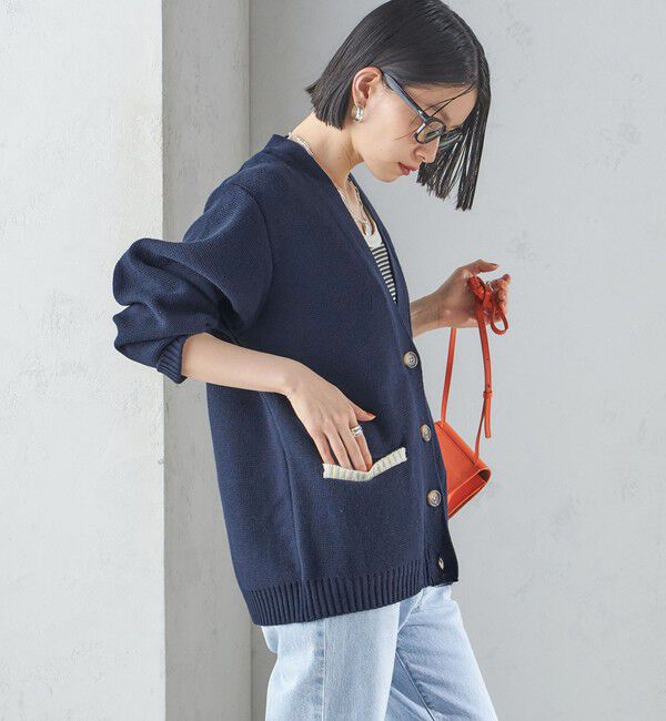 SHIPS for women「【SHIPS別注】LOGAN KNITTING MILLS: Vネック パッチ カーディガン」|カーディガン|