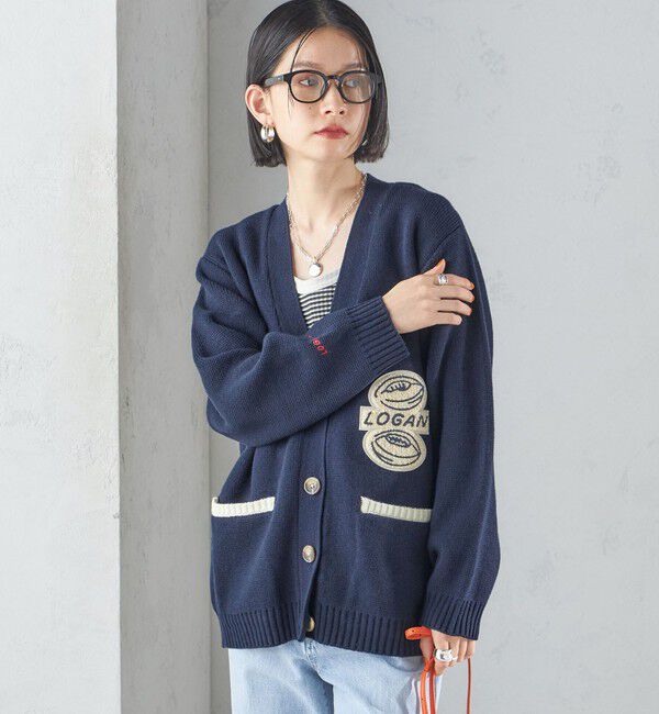 SHIPS for women「【SHIPS別注】LOGAN KNITTING MILLS: Vネック パッチ カーディガン」|カーディガン|