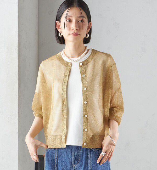 SHIPS for women「〈手洗い可能〉イタリーヤーン ラメ ショート カーディガン」|カーディガン|