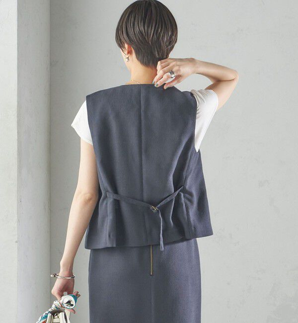 SHIPS for women「〈手洗い可能〉Asami 麻調合繊 ショート ジレ」|ベスト・ジレ|
