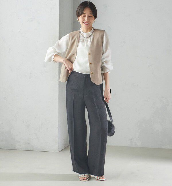 SHIPS for women「〈手洗い可能〉Asami 麻調合繊 ショート ジレ」|ベスト・ジレ|