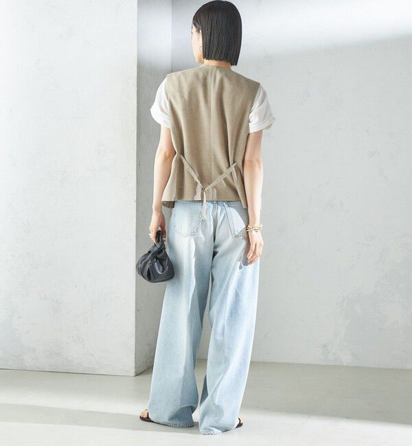 SHIPS for women「〈手洗い可能〉Asami 麻調合繊 ショート ジレ」|ベスト・ジレ|