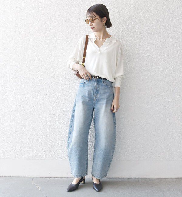 SHIPS any「SHIPS any:〈UVカット/手洗い可能〉シアー スキッパー ニット ポロシャツ」|Tシャツ・カットソー|