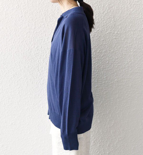 SHIPS any「SHIPS any:〈UVカット/手洗い可能〉シアー スキッパー ニット ポロシャツ」|Tシャツ・カットソー|