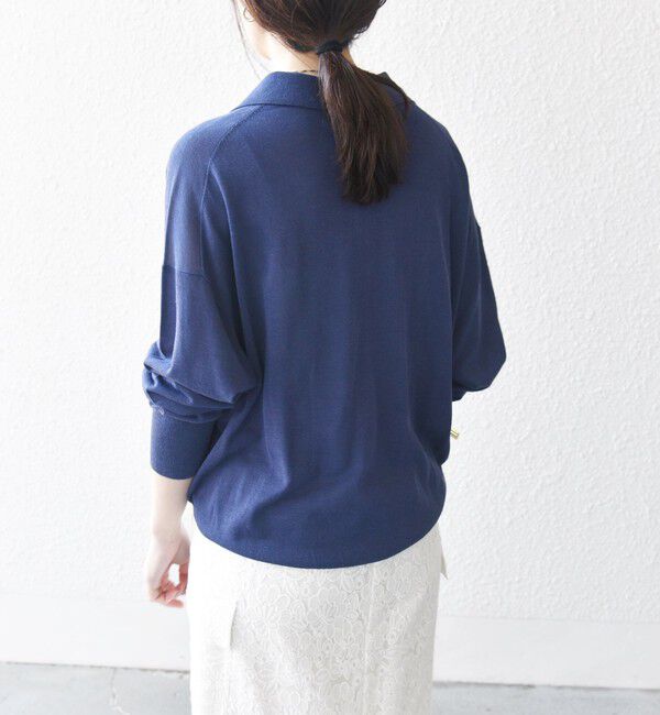 SHIPS any「SHIPS any:〈UVカット/手洗い可能〉シアー スキッパー ニット ポロシャツ」|Tシャツ・カットソー|