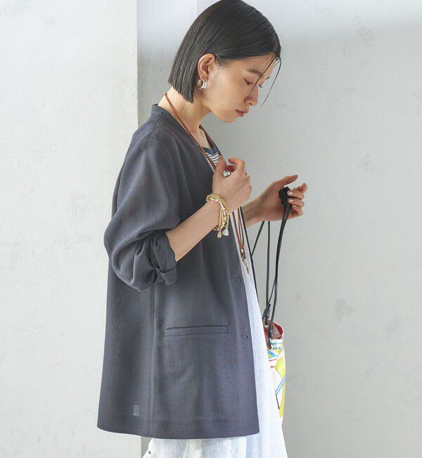 SHIPS for women「〈手洗い可能〉Asami 麻調合繊 カラーレス ジャケット」|ノーカラージャケット|