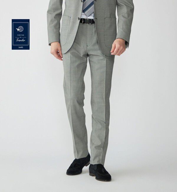 SHIPS「SHIPS:〈セットアップ対応〉ウォッシャブル セットアップ ハウンドトゥーススラックス」|スラックス|ブラック