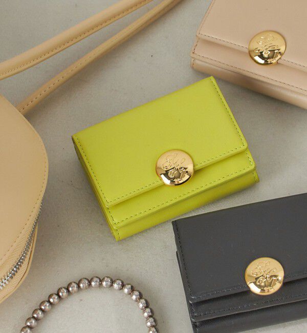SHIPS for women「イタリアンレザー ゴールドパーツ 三つ折り 財布」|財布|ライム