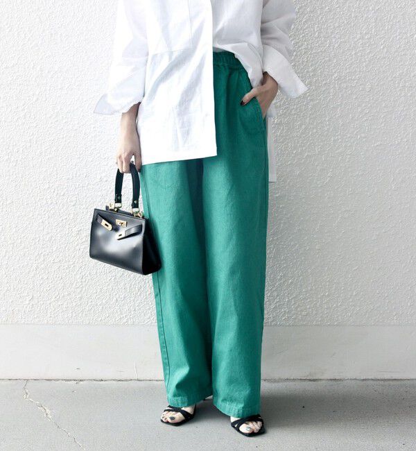 SHIPS any「SHIPS any: フリーサイズ  カラー/ネップ  デニム イージーパンツ (ユニセックス)◇」|デニム|グリーン