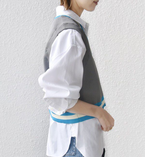 SHIPS for women「〈手洗い可能〉刺繍 チルデン ショート ベスト」|ベスト・ジレ|