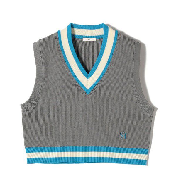 SHIPS for women「〈手洗い可能〉刺繍 チルデン ショート ベスト」|ベスト・ジレ|